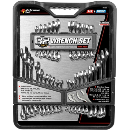 PERFORMANCE TOOL 32pc SAE & Met Wrench Set W1099